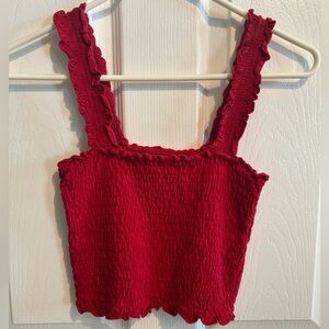 Hollister Red Smocked cropped tank top